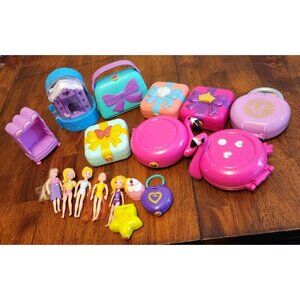 Lot of Polly Pocket Compact Playsets Sets Figures Dolls & Accessories 8 Compacts